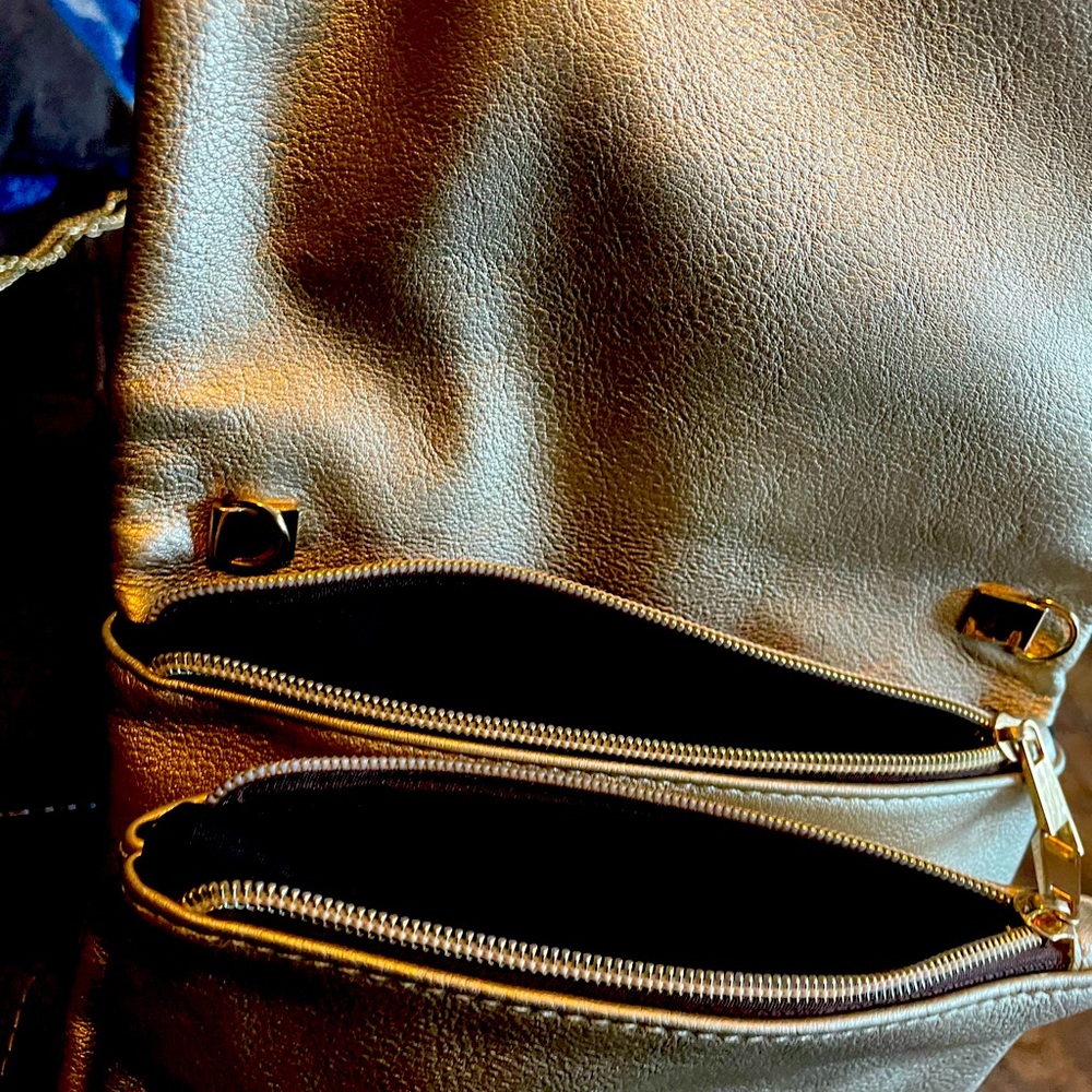 Small gold purse with gold strap